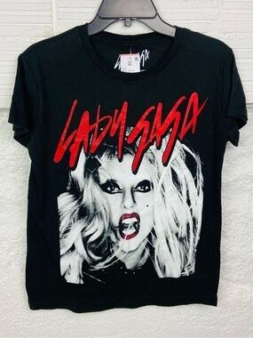 NWT Lady Gaga black cotton Short Sleeve Tee size XS